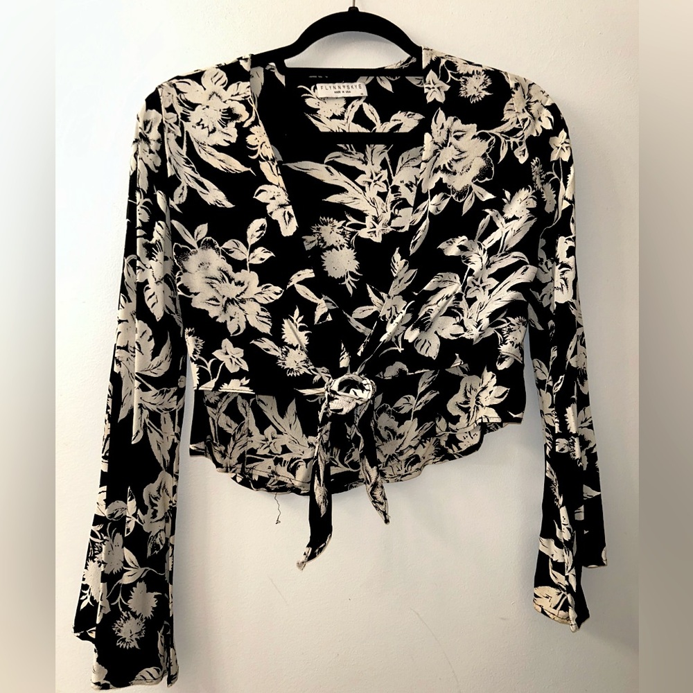 Flynn Skye Long Sleeve Crop Top Blouse